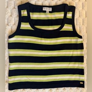 St John Sport by Marie Gray Women’s S Navy Lime Striped Sleeveless Top EUC